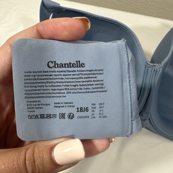 NWT Chantelle Lingerie [ 40DDD US‎ ] Comfort Chic Back-Smoothing Bra Blue #5721 - Picture 12 of 13